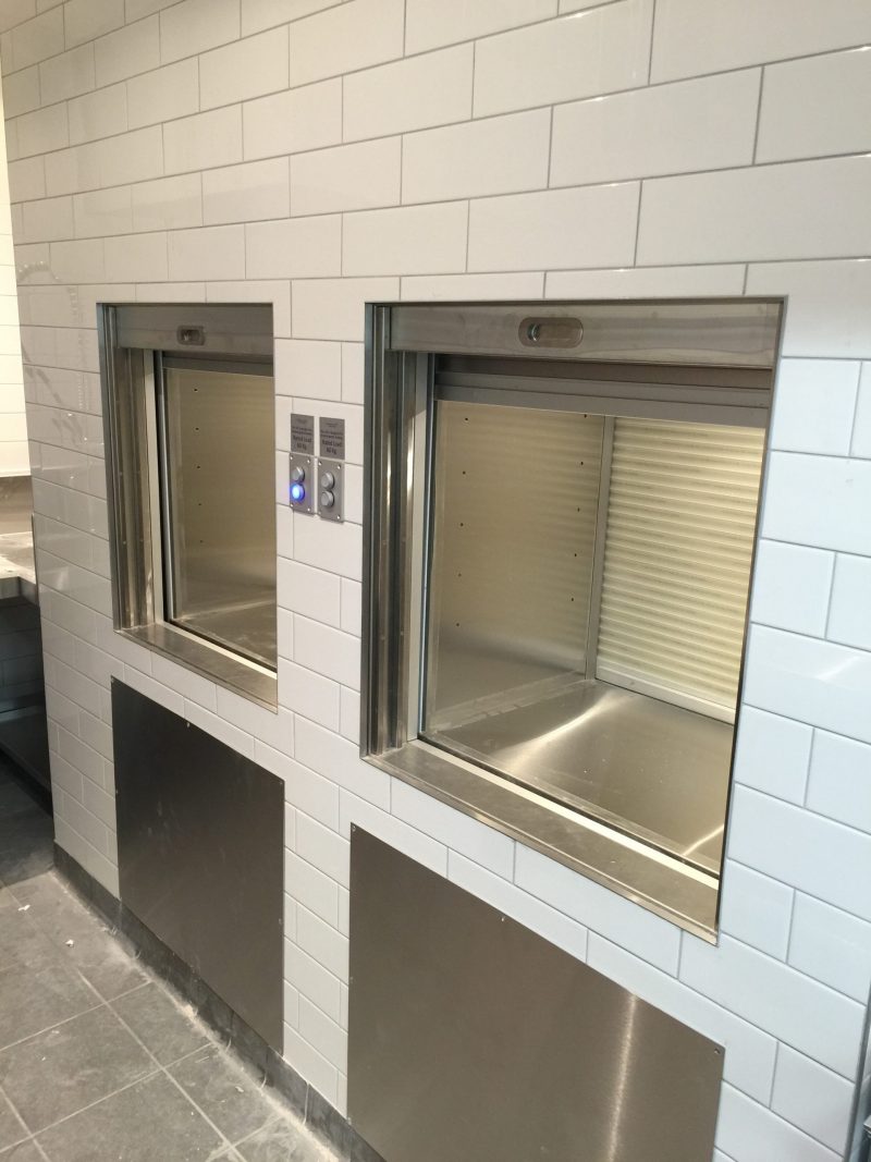 Oil rig dumbwaiter installation